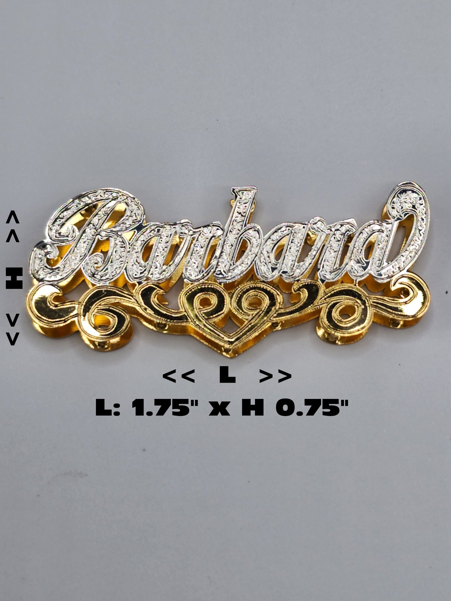 PERSONALIZED DOUBLE NAMEPLATE "BARBARA" Style (10K, 14K GOLD)