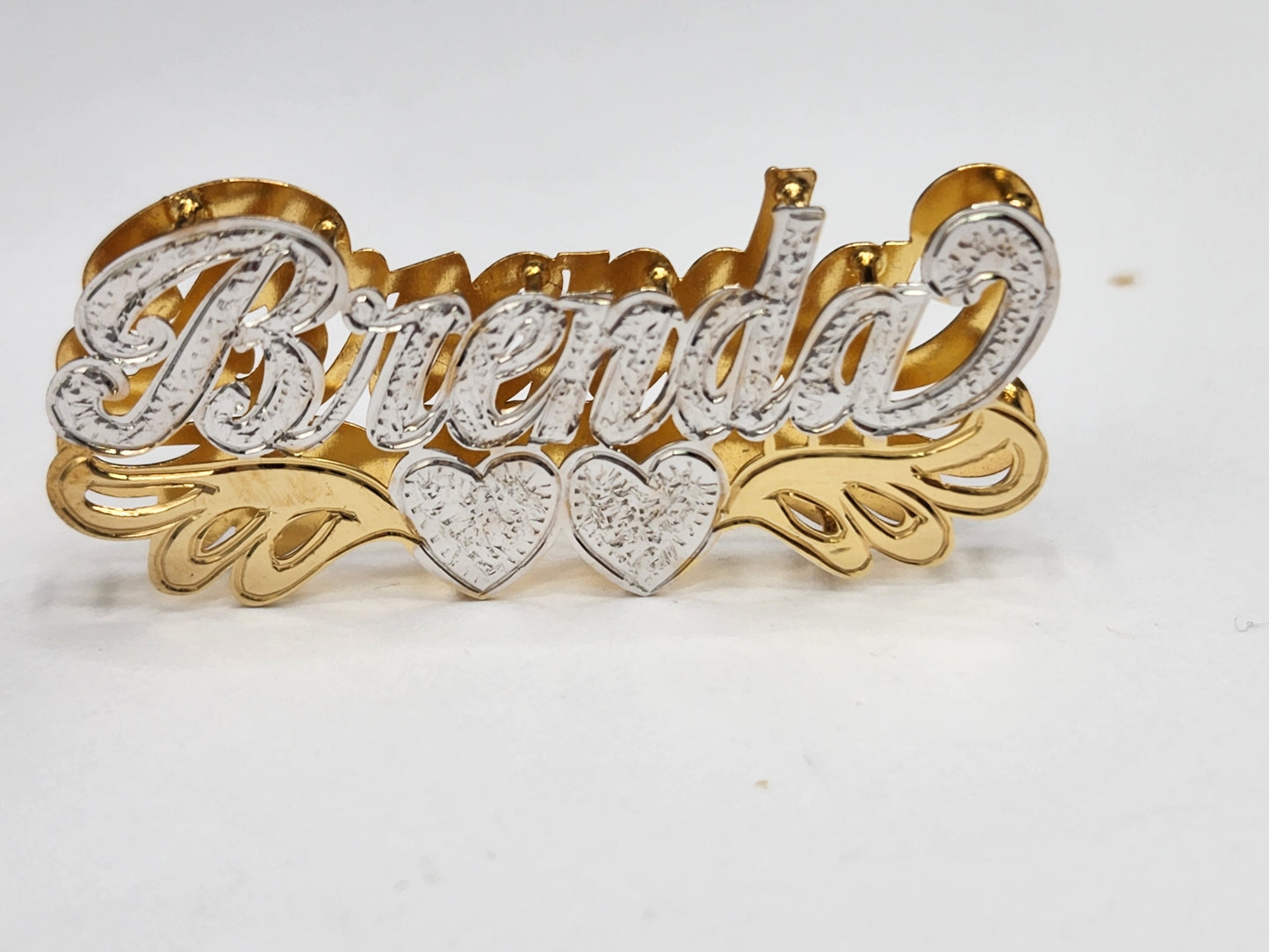 PERSONALIZED DOUBLE NAMEPLATE "BRENDA" Style (10K, 14K GOLD)