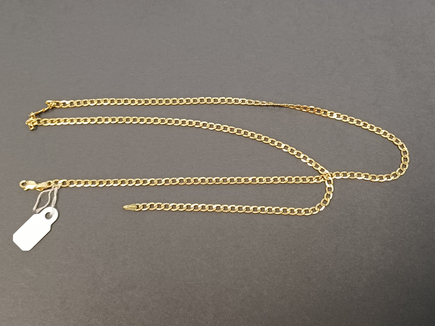 10K Hollow Yellow Gold Curb Necklace Chain 24" length 3mm width Women Men