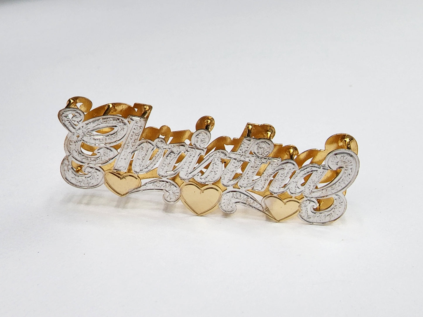 PERSONALIZED DOUBLE NAMEPLATE "CHRISTINA" Style (10K,14K GOLD)