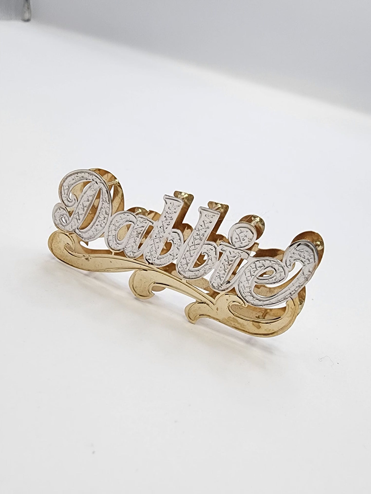 PERSONALIZED DOUBLE NAMEPLATE "DABBIE" Style (10K,14K GOLD)