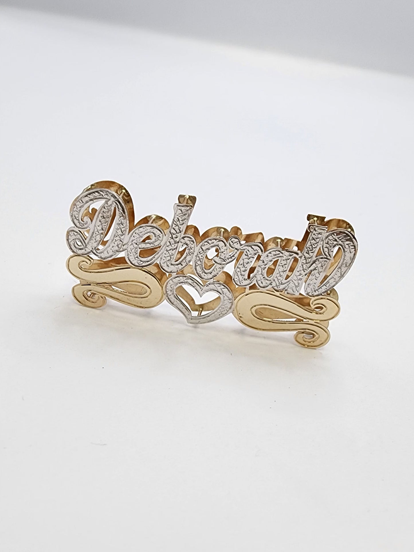 PERSONALIZED DOUBLE NAMEPLATE "DEBORAH" Style (10K,14K GOLD)