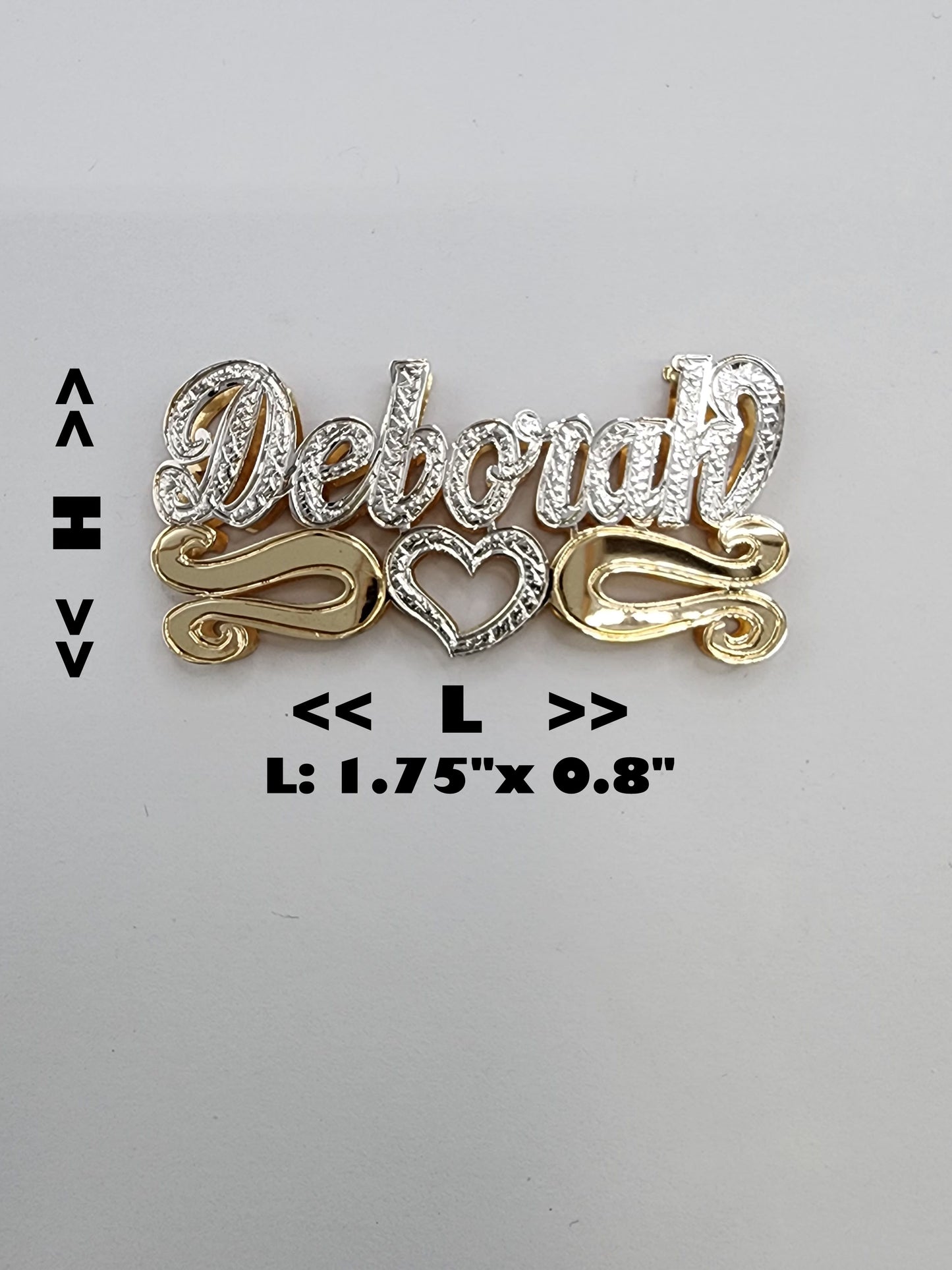 PERSONALIZED DOUBLE NAMEPLATE "DEBORAH" Style (10K,14K GOLD)