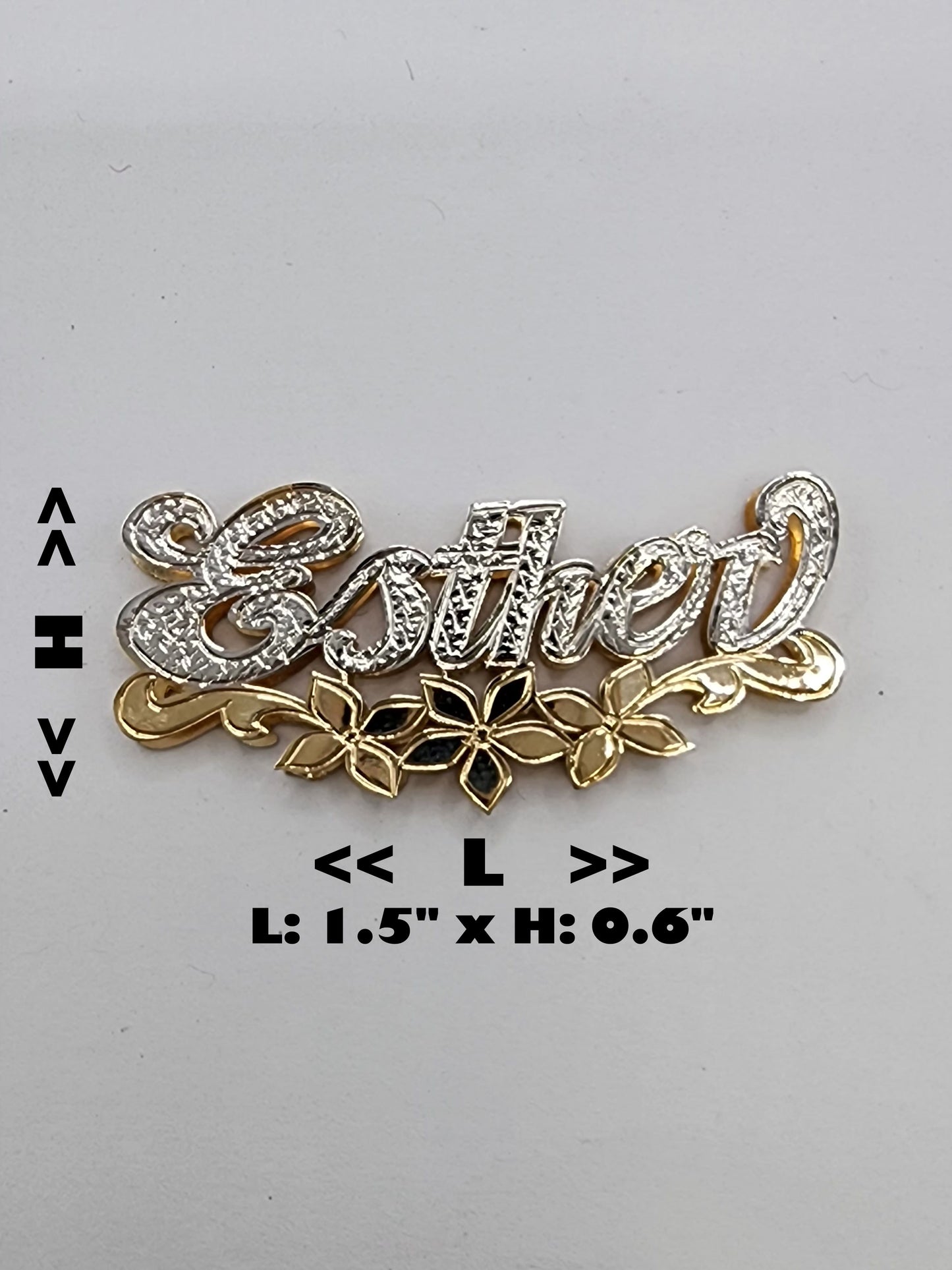 PERSONALIZED DOUBLE NAMEPLATE "ESTHER" Style (10K,14K GOLD)