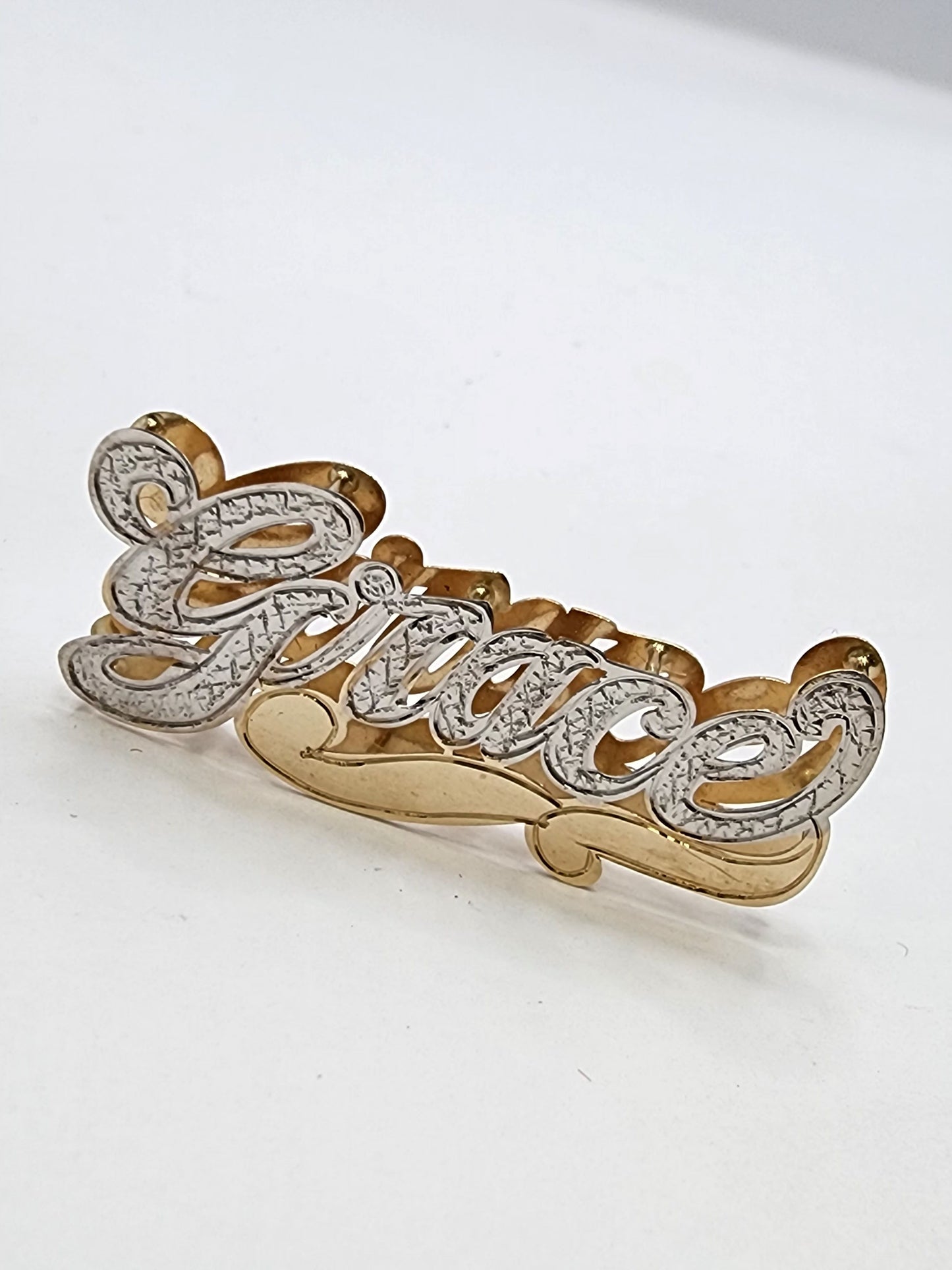 PERSONALIZED DOUBLE NAMEPLATE "GRACE" Style (10K,14K GOLD)