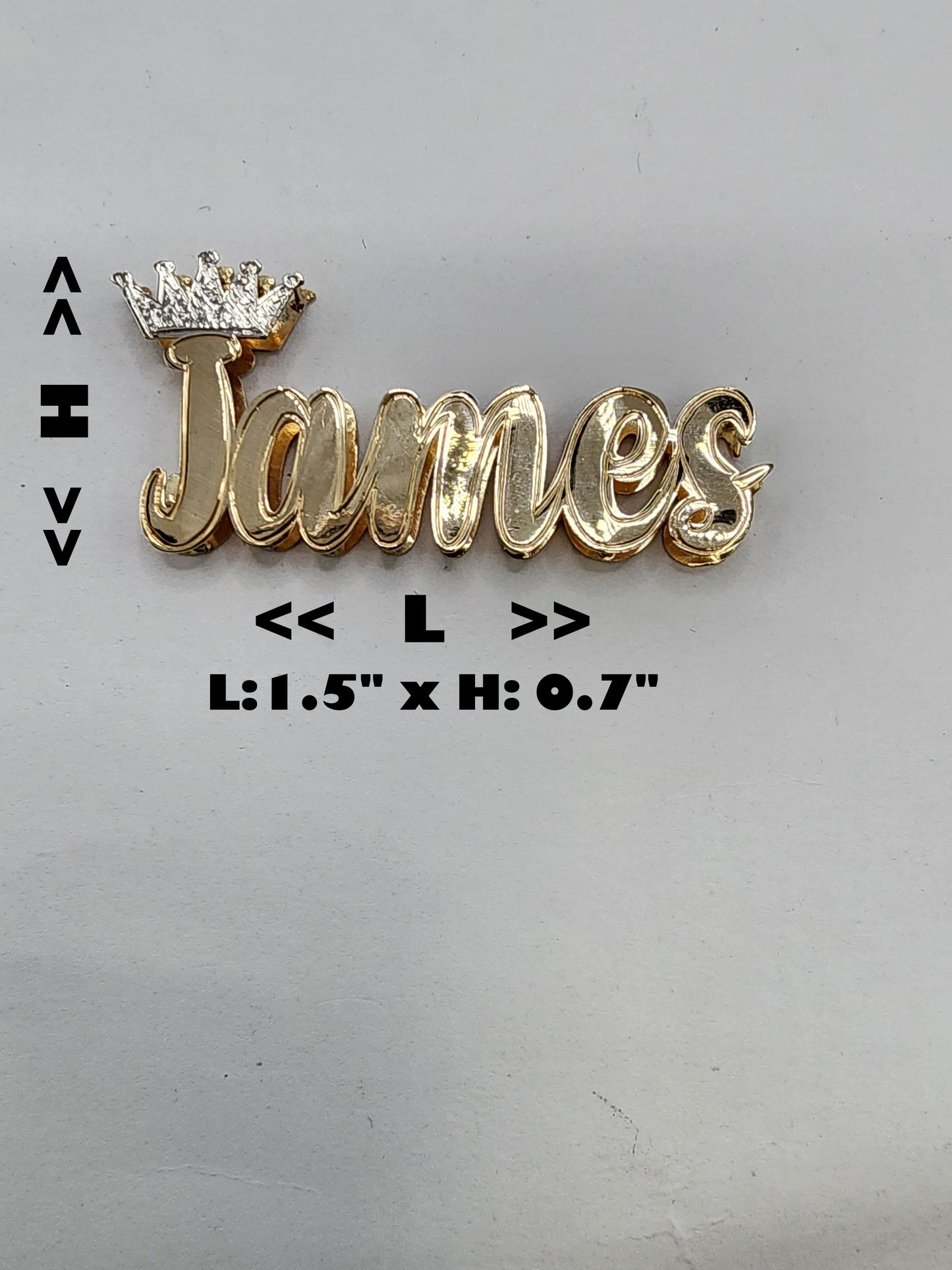 PERSONALIZED DOUBLE NAMEPLATE "JAMES WITH CROWN" Style (10K,14K GOLD)