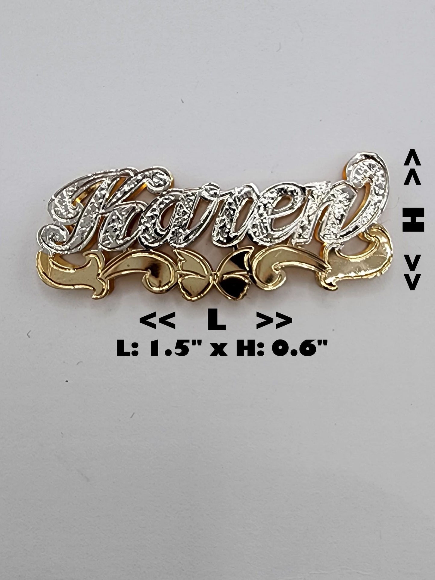 PERSONALIZED DOUBLE NAMEPLATE "KAREN" Style (10K,14K GOLD)