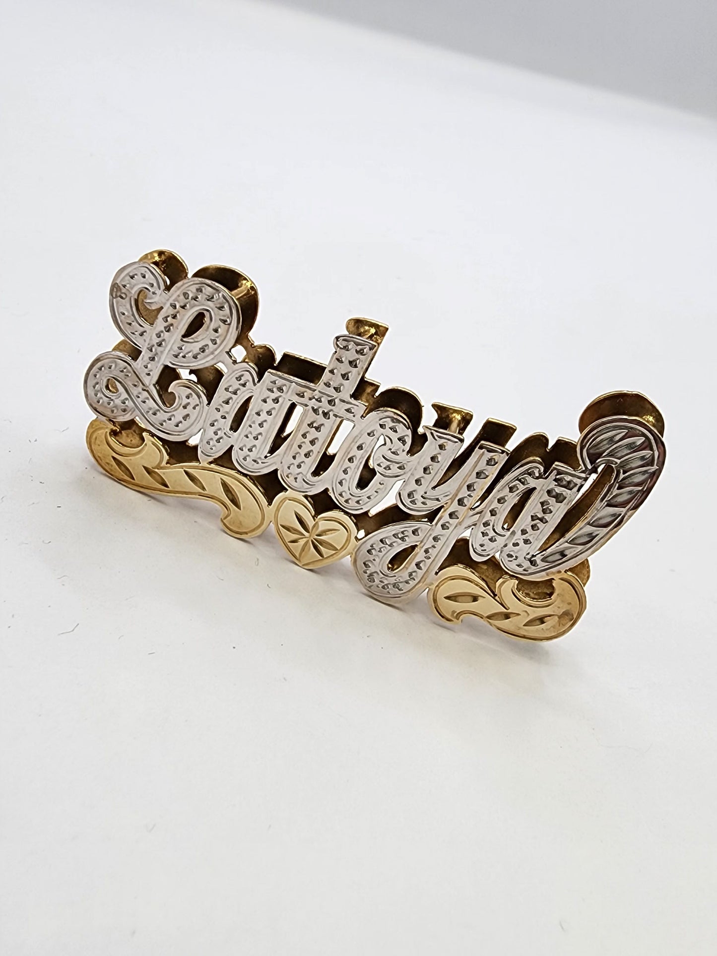 PERSONALIZED DOUBLE NAMEPLATE "LATOYA" Style (10K, 14K GOLD)