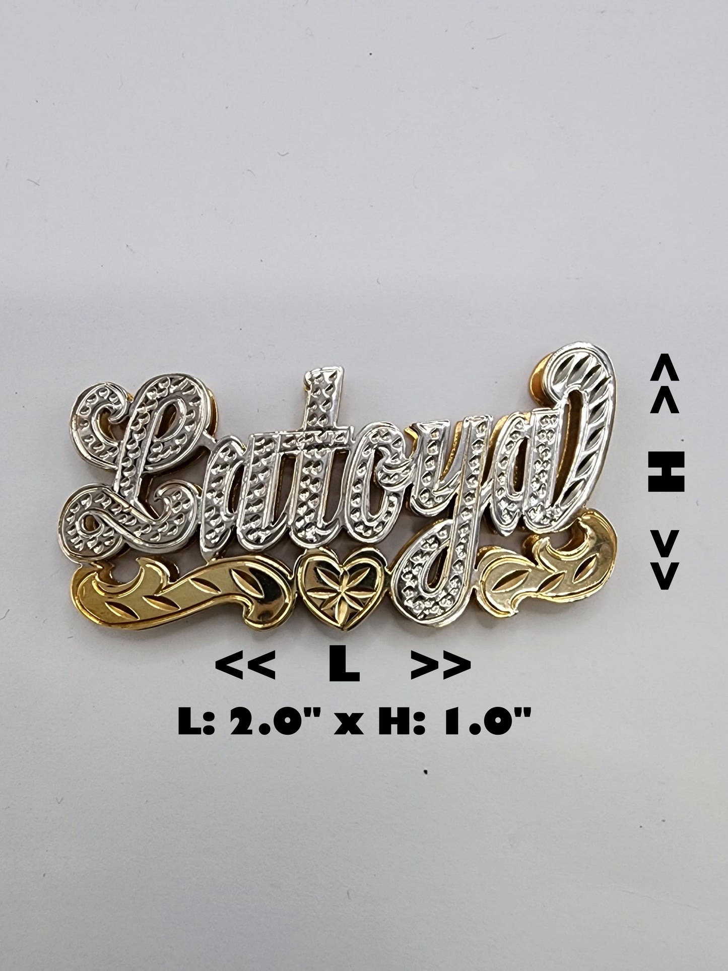 PERSONALIZED DOUBLE NAMEPLATE "LATOYA" Style (10K, 14K GOLD)