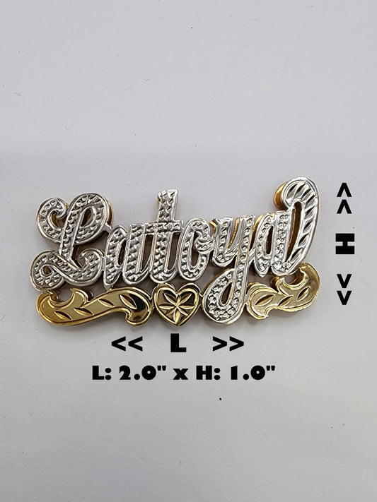 PERSONALIZED DOUBLE NAMEPLATE "LATOYA" Style (10K, 14K GOLD)