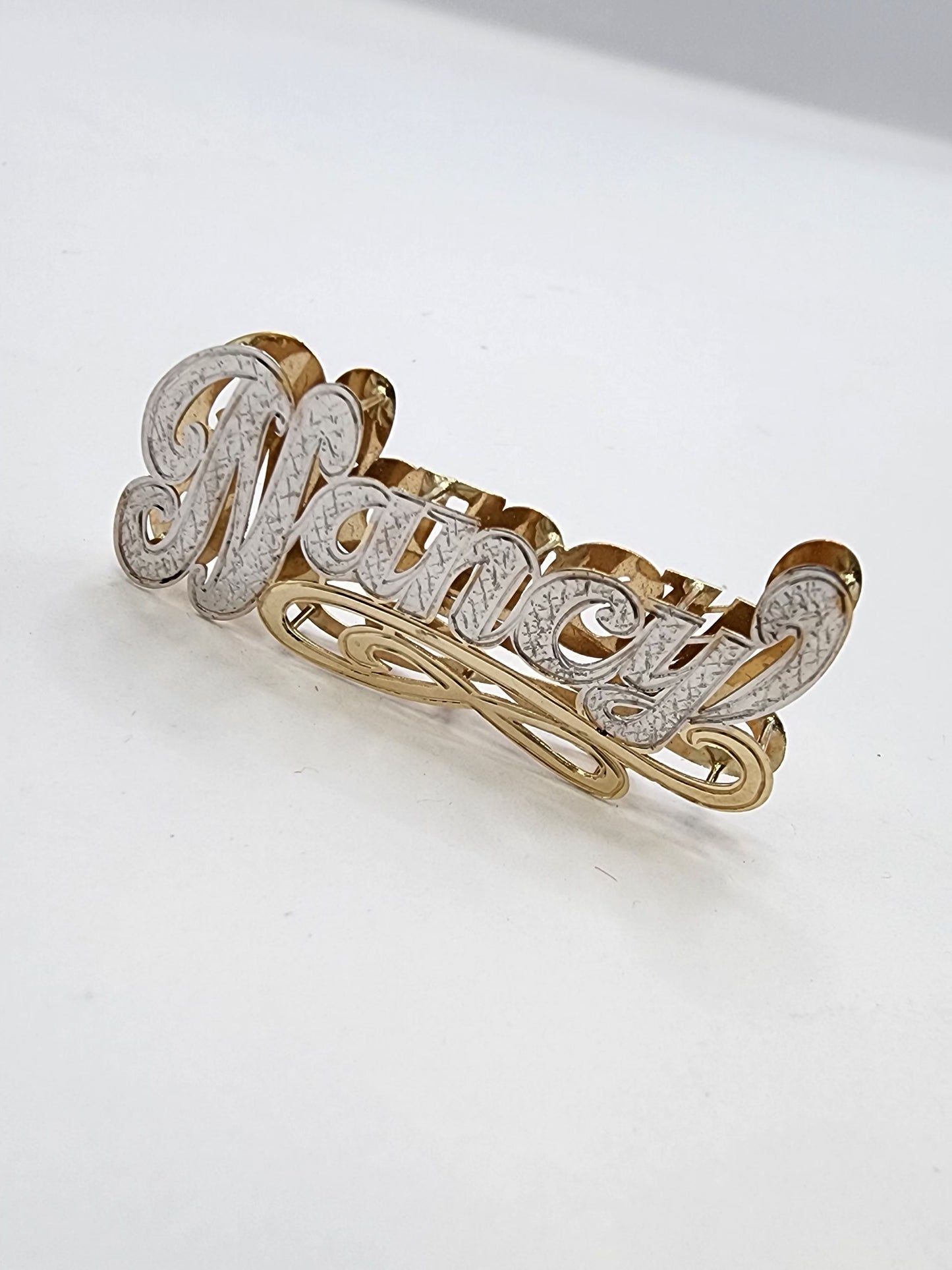 PERSONALIZED DOUBLE NAMEPLATE "NANCY" Style (10K,14K GOLD)