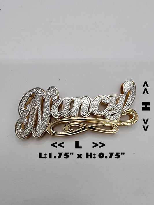 PERSONALIZED DOUBLE NAMEPLATE "NANCY" Style (10K,14K GOLD)