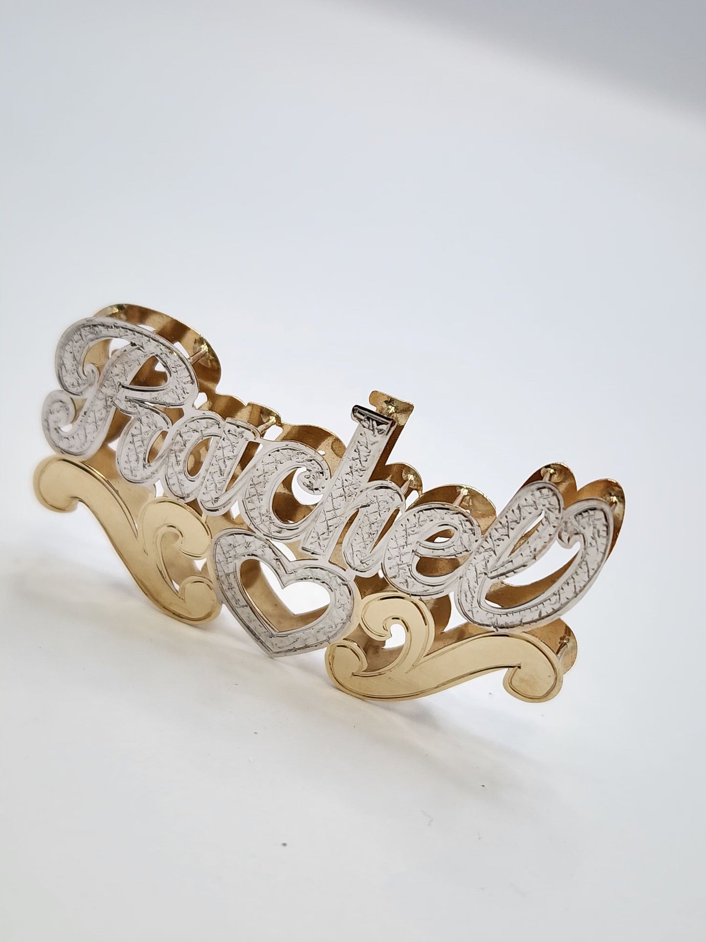 PERSONALIZED DOUBLE NAMEPLATE "RACHEL" Style (10K,14K GOLD)