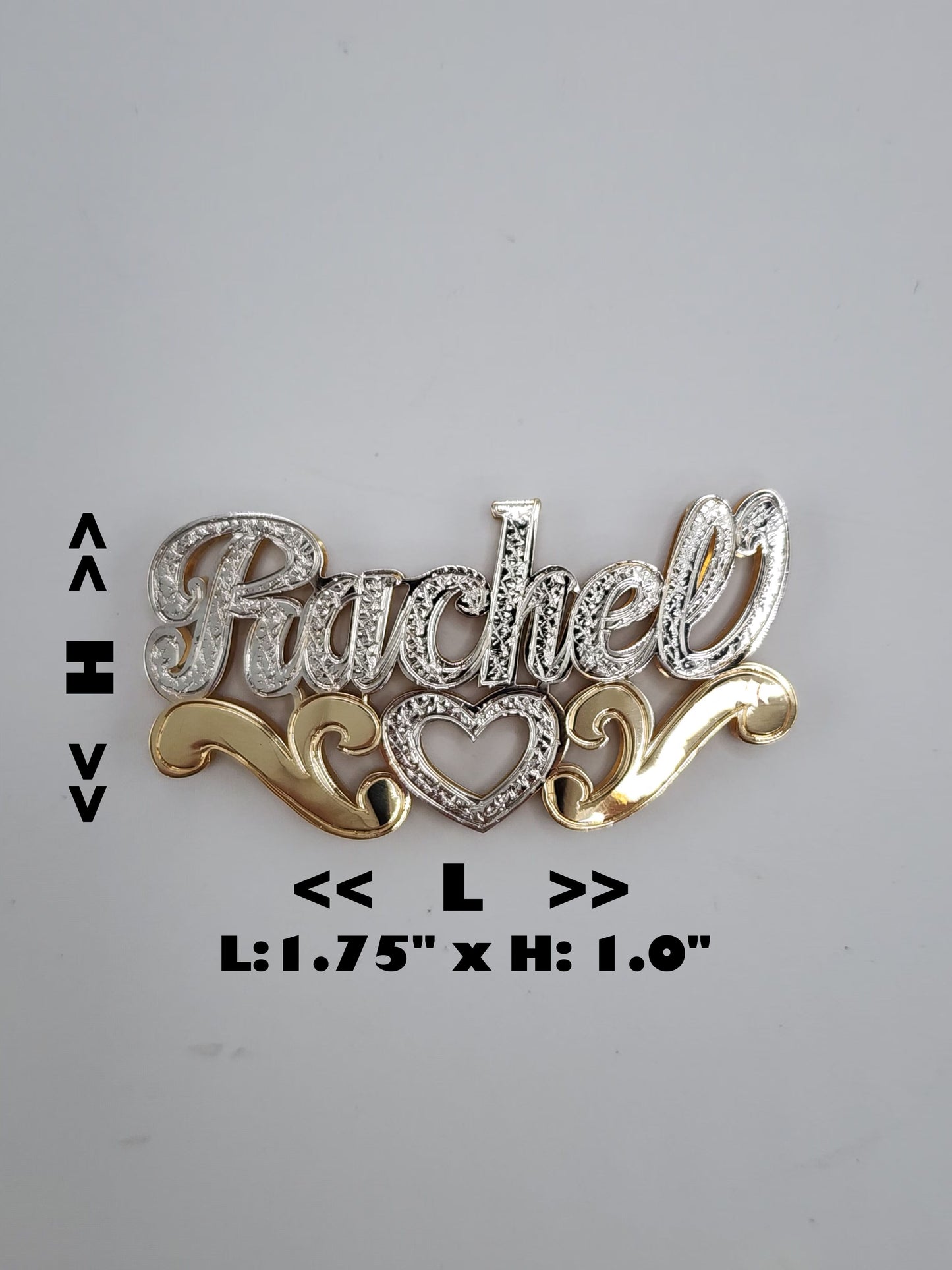 PERSONALIZED DOUBLE NAMEPLATE "RACHEL" Style (10K,14K GOLD)