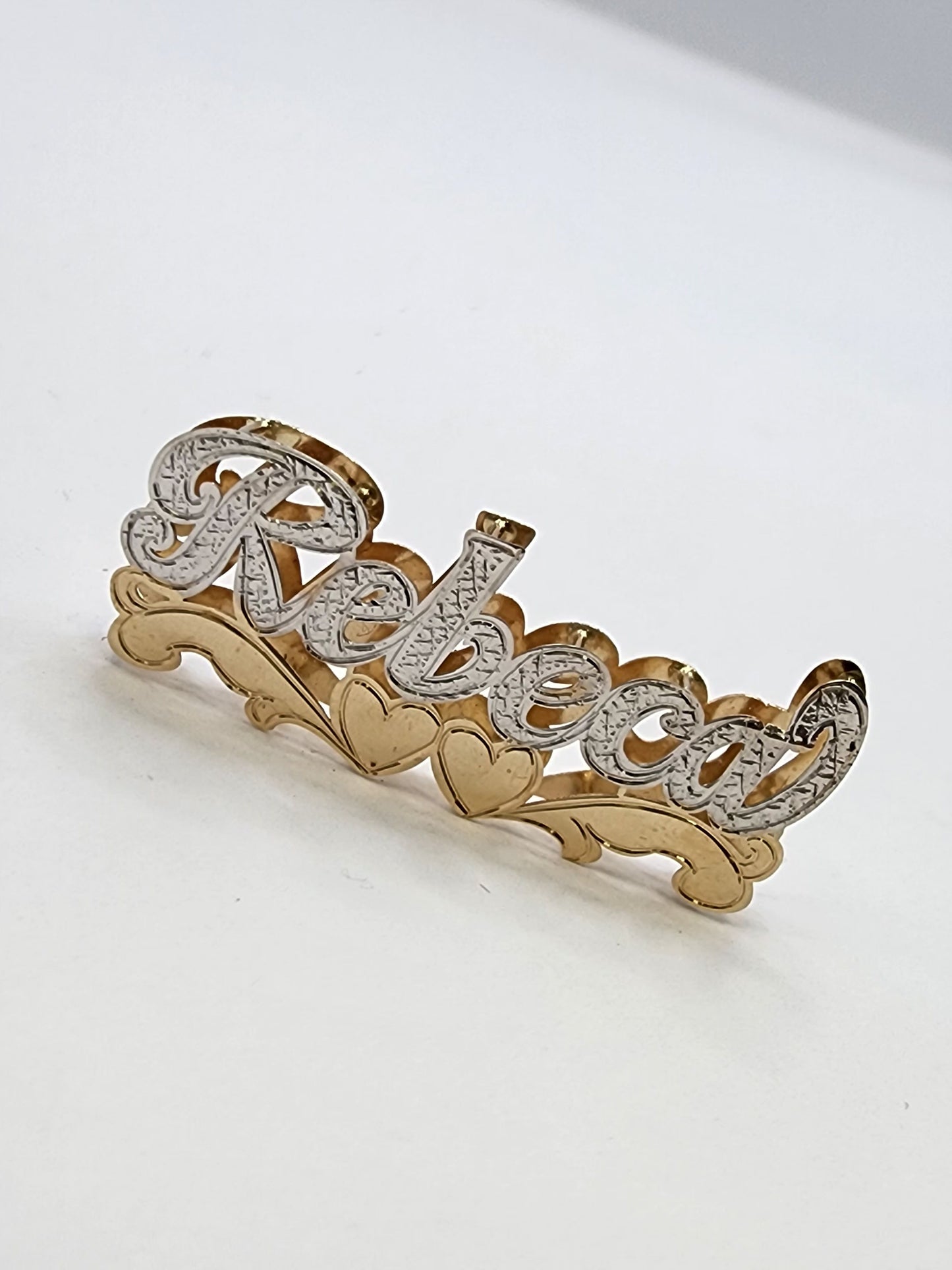 PERSONALIZED DOUBLE NAMEPLATE "REBECA" Style (10K,14K GOLD)