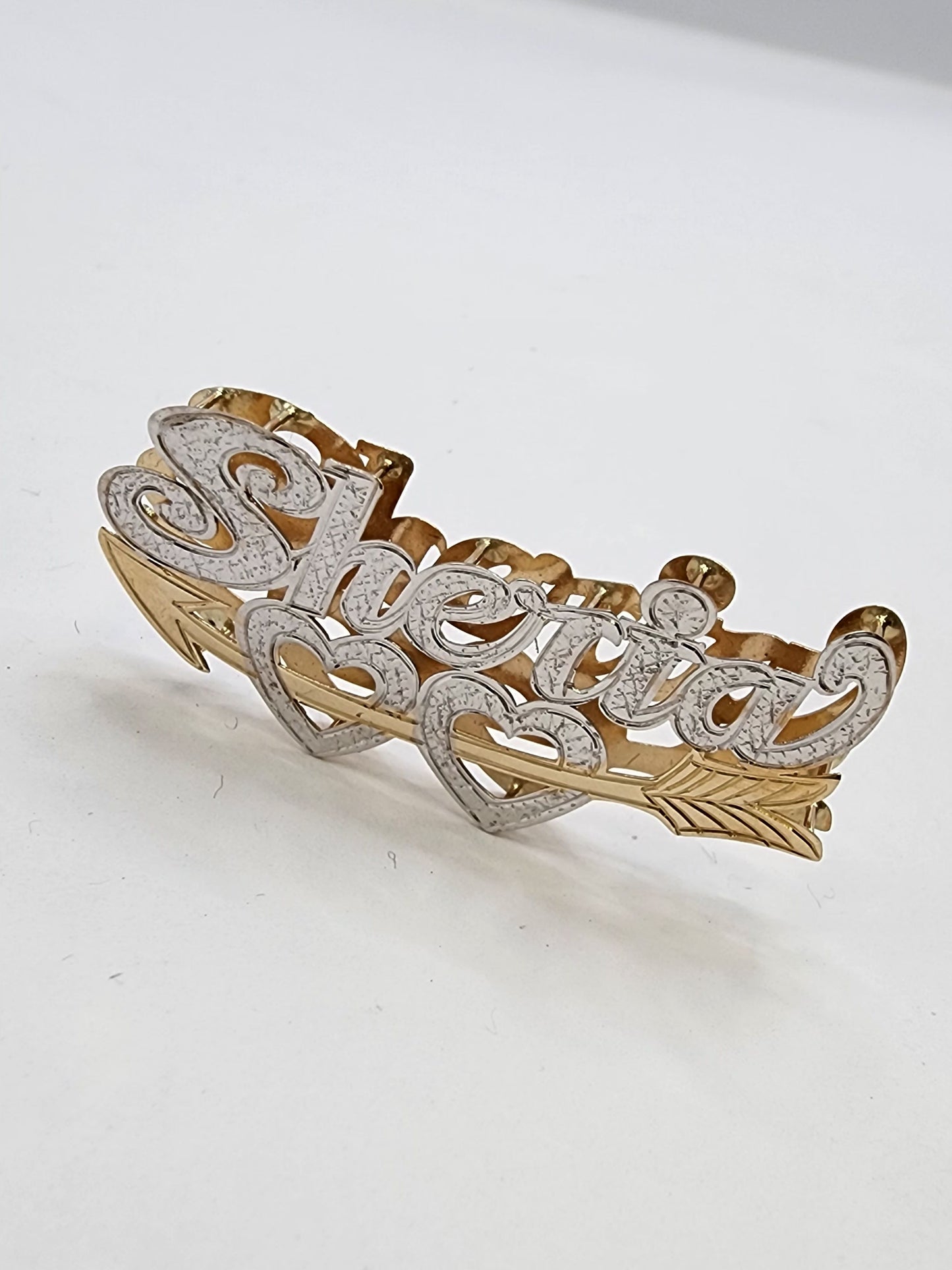 PERSONALIZED DOUBLE NAMEPLATE "SHERIA" Style (10K,14K GOLD)