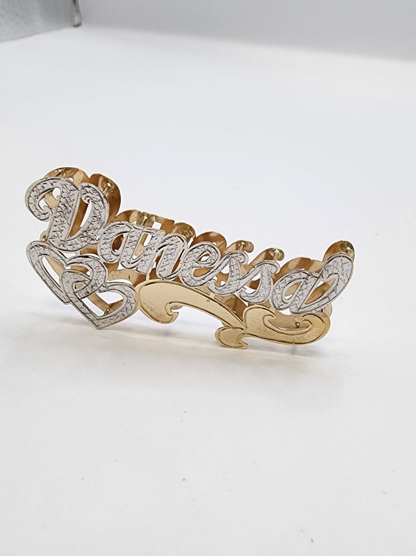 PERSONALIZED DOUBLE NAMEPLATE "VANESSA" Style (10K,14K GOLD)