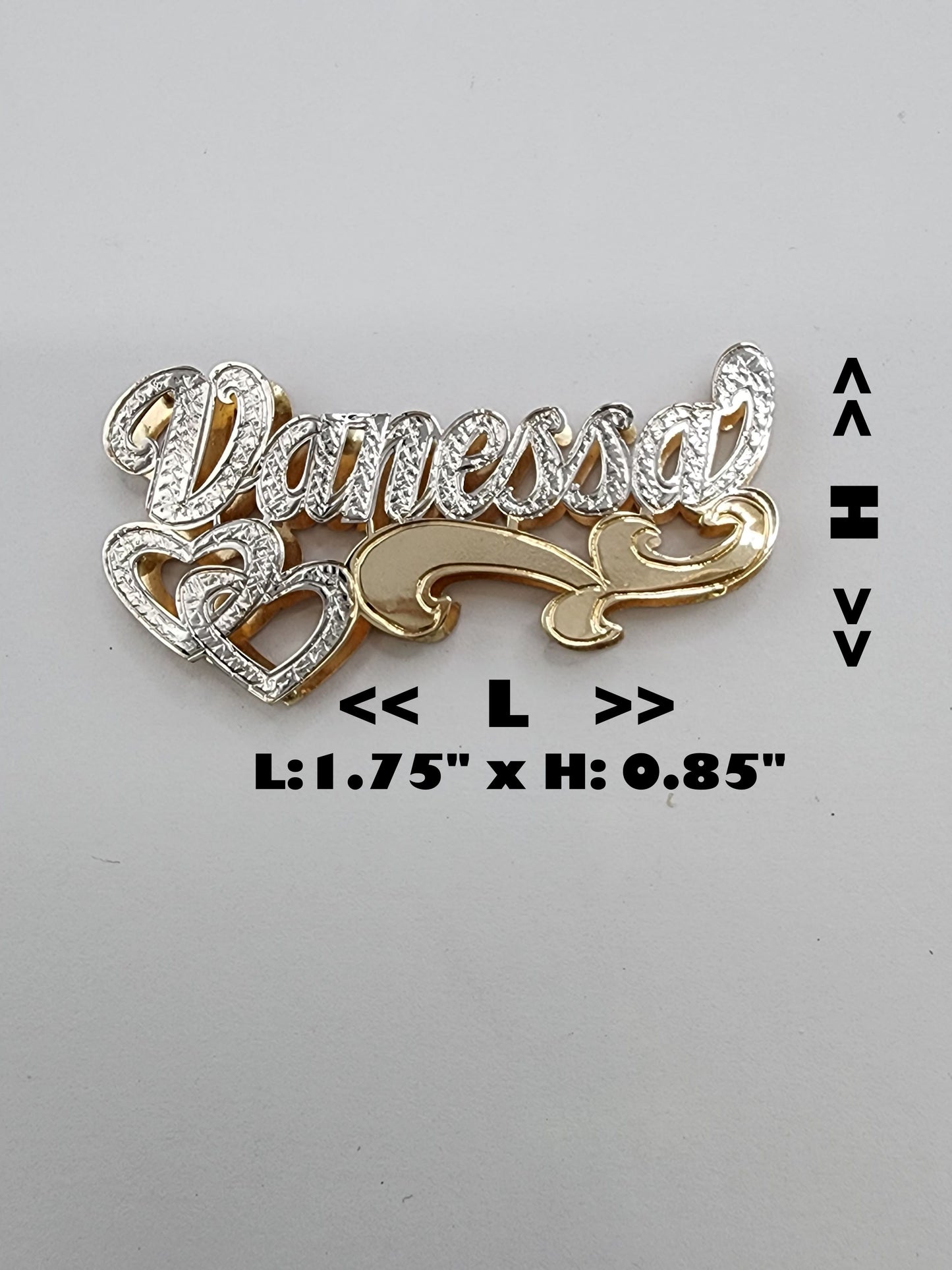 PERSONALIZED DOUBLE NAMEPLATE "VANESSA" Style (10K,14K GOLD)