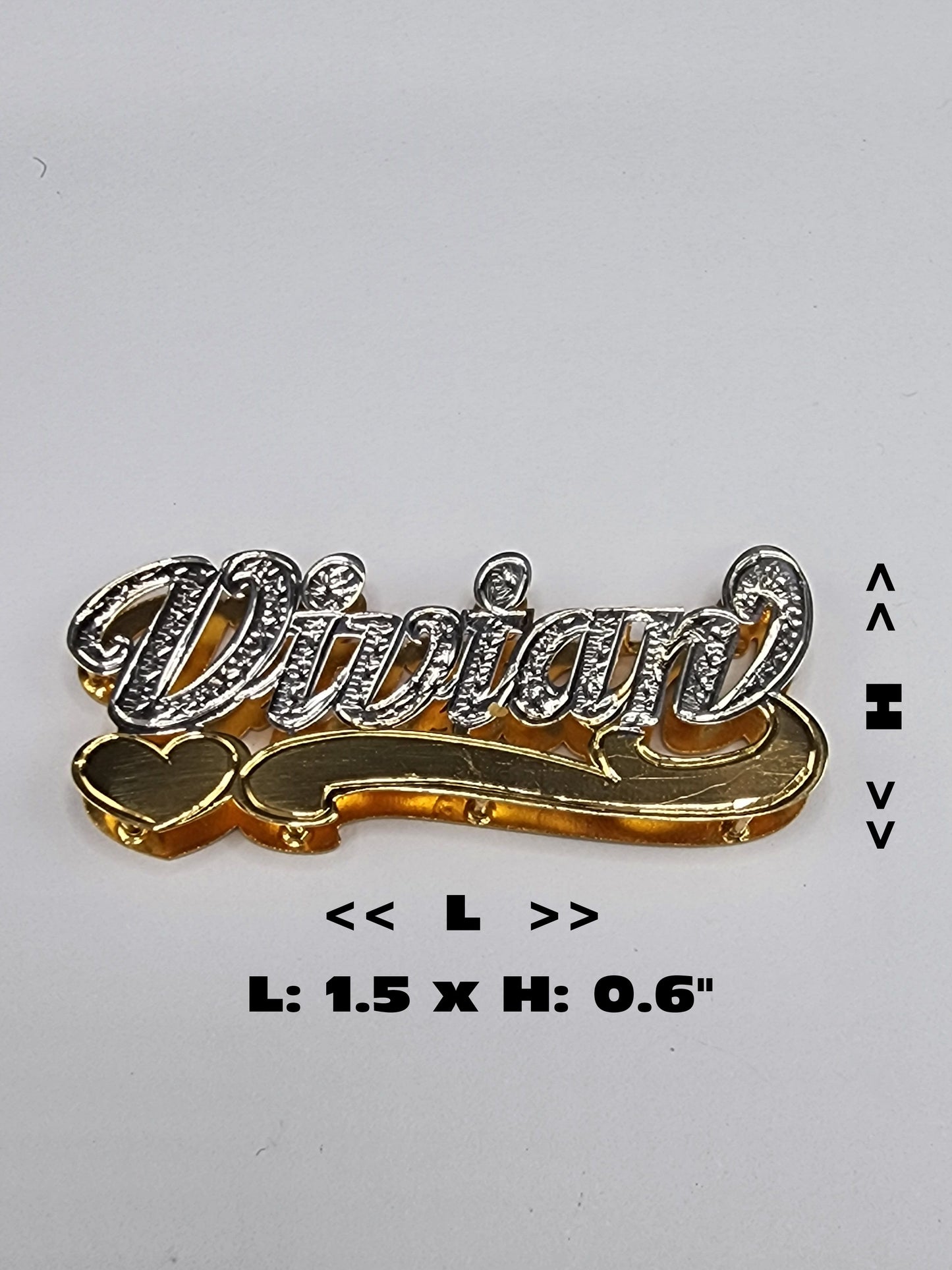 PERSONALIZED DOUBLE NAMEPLATE "VIVIAN" Style (10K, 14K GOLD)