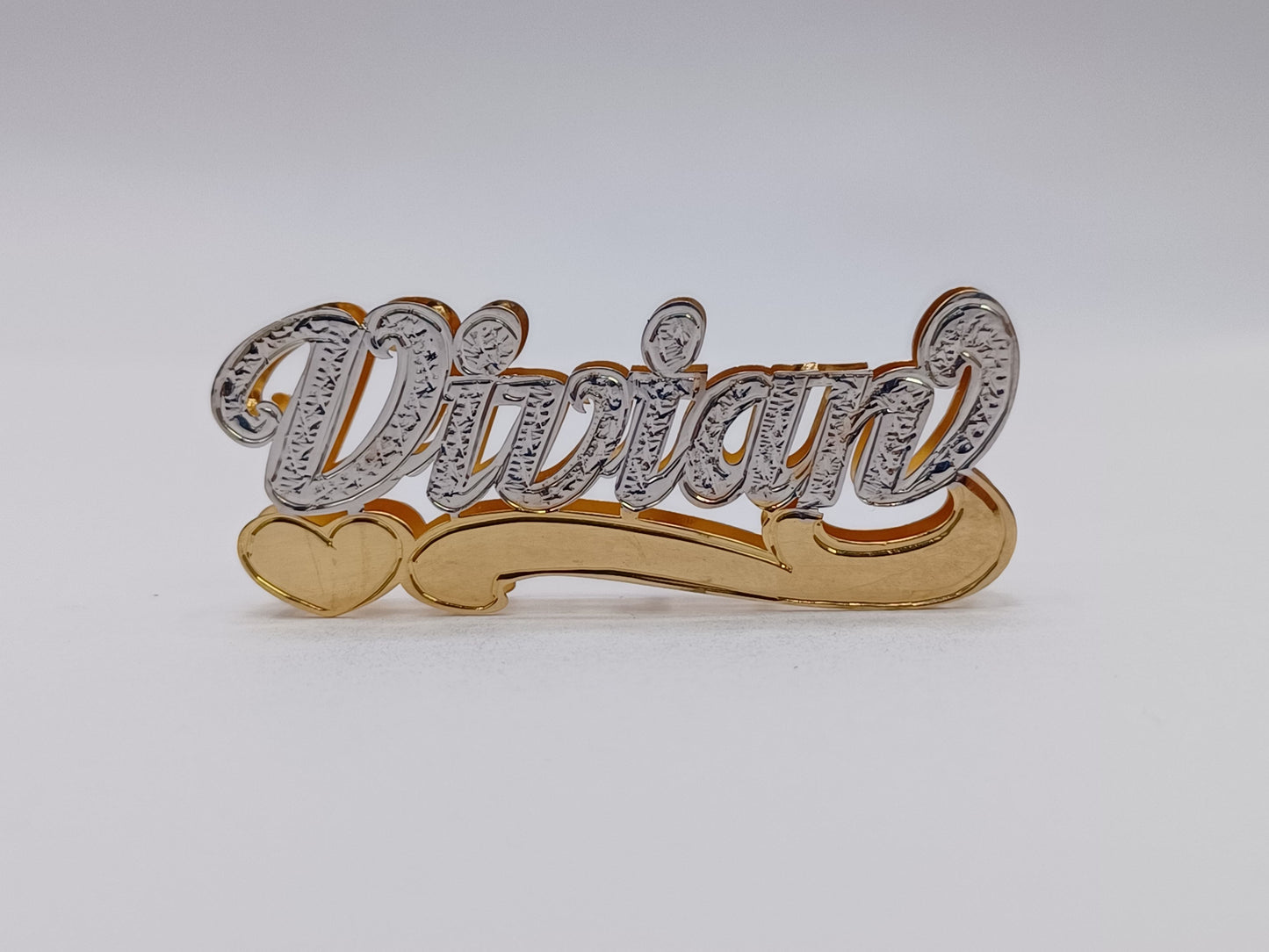 PERSONALIZED DOUBLE NAMEPLATE "VIVIAN" Style (10K, 14K GOLD)