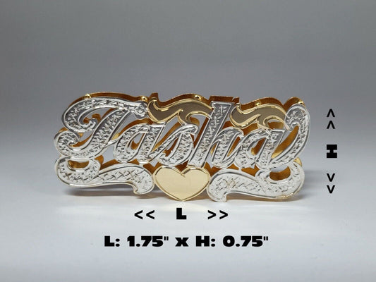 PERSONALIZED DOUBLE NAMEPLATE "TASHA" Style (10K,14K GOLD)