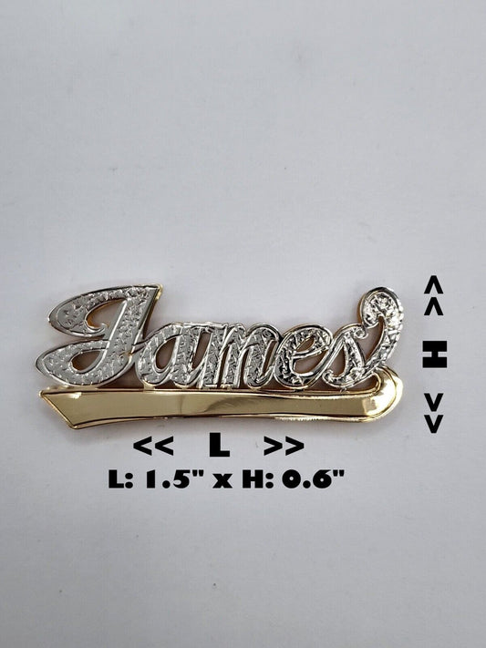 PERSONALIZED DOUBLE NAMEPLATE "JAMES" Style (10K,14K GOLD)