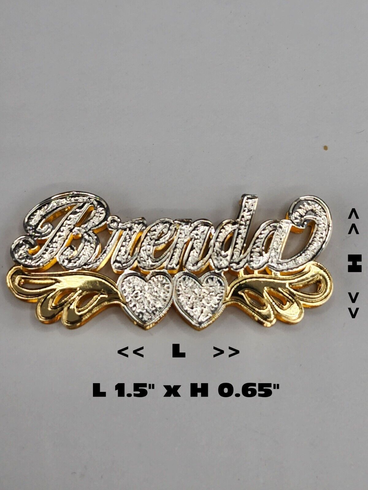 PERSONALIZED DOUBLE NAMEPLATE "BRENDA" Style (10K, 14K GOLD)