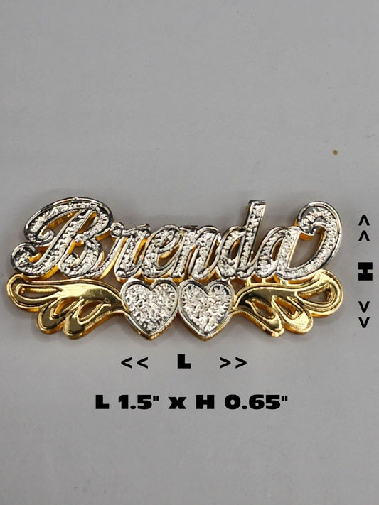 PERSONALIZED DOUBLE NAMEPLATE "BRENDA" Style (10K, 14K GOLD)