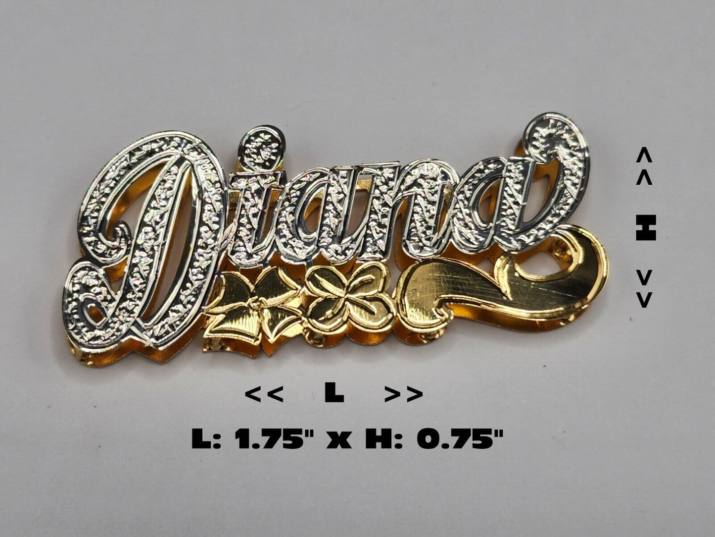 PERSONALIZED DOUBLE NAMEPLATE "DIANA" Style (10K,14K GOLD)